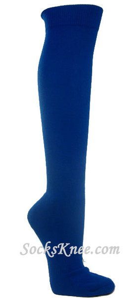Blue athletic knee socks for sports