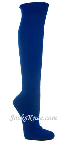 Blue athletic knee socks for sports