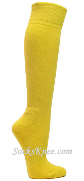Bright yellow athletic knee socks for sports