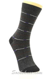 Charcoal Red White Lines in Black Mens Dress Socks