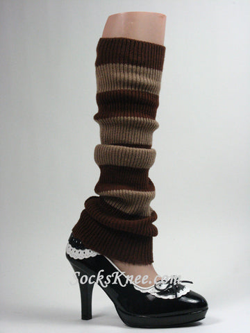 Brown and Beige Striped Leg Warmer
