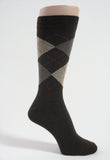 Brown beige pale brown argyle socks mid calf