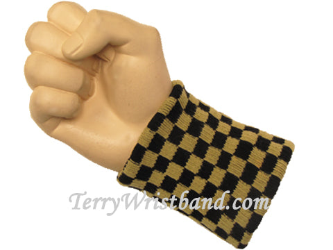 Brown Black Motorsports Check Wristbands Urban Style