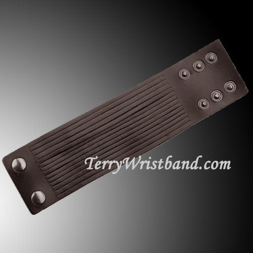 Brown Leather Bracelet for men with cut detail