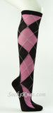 Brown Pink HotPink Large Argyle Knee Socks