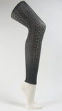 Black footless tight hearts pattern lace