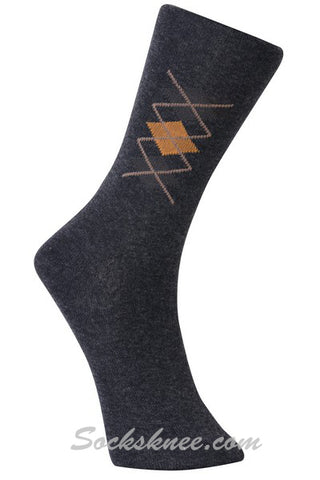 Charcoal Men's Diamond Blended Dress Socks