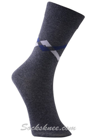 Charcoal Men's Diamond Link Cotton Blended Dress Socks