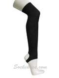 Lady's Charcoal Cotton Over Knee Leg Warmer