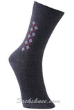 Men's Vertical Diamond Stripes Dress Socks - Charcoal