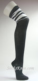 Zebra Striped on Thigh Charcoal Gray Over Knee Socks for Women