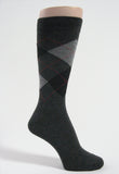 Charcoal black grey Mens argyle socks mid calf