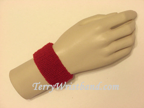 Dark red cheap kids terry wristband