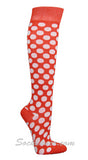 Dark Orange / White Polka Dots Women Knee High Socks