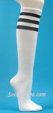 Glitter Black Stripes White High socks for women