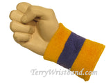 Laker Purple Gold Yellow Striped Terry Wristband, 1PC