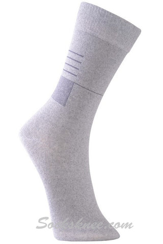 Men's Gray Conference Lines Up Cotton Blended Dress Socks
