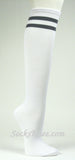2 Gray/Grey Striped White Knee Socks for Women