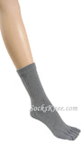Grey/Gray 5fingers Toed Toe Socks, Quarter ~ Midcalf Length