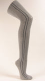 Light gray tights with vertical stripe and chevron pattern lace