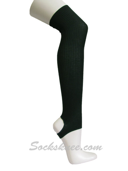 Lady's Dark Green Cotton Over Knee Leg Warmer