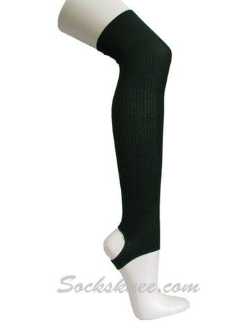Lady's Dark Green Cotton Over Knee Leg Warmer