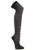 Hot pink black glitter sparkling striped over knee socks