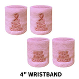 Pink Ribbon Sweatbands 2.5 Inch, Breast Cancer Awareness Wristbands for Sports and Walks, 1 Pair