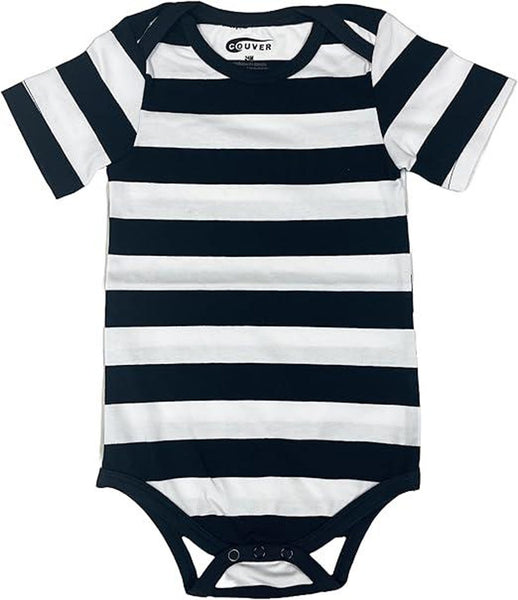 Baby Prisoner Costume, Black White Striped Bodysuit - Infant Inmate Halloween Outfit