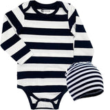 Baby Prisoner Costume, Black White Striped Bodysuit - Infant Inmate Halloween Outfit