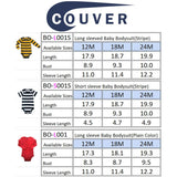 Couver baby bodysuit size chart