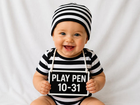 Baby Prisoner Costume Short Sleeve Bodysuit