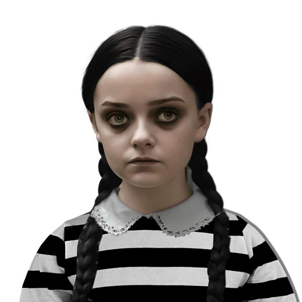 Girls' Black and White Striped Costume Shirt: Soft Cotton Cosplay