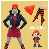 Ashley Spinelli Costume Set | Orange Beanie and Striped Socks