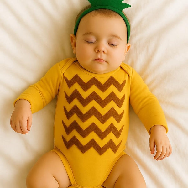 Golden Yellow Long Sleeve Baby Bodysuit for DIY Fruit Costume