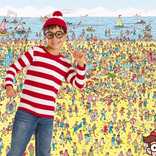 Kids Red White Striped Shirt | Waldo Wally Halloween Costume | Unisex Toddler & Youth Outfit