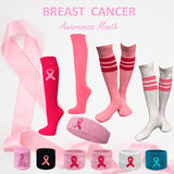 Breast cancer awareness collection with pink socks, headband and ribbon wristbands