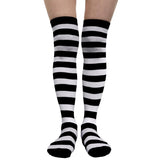 Black and white striped knee-high costume socks