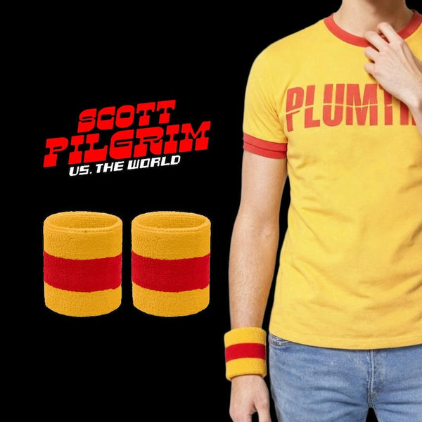 Scott Pilgrim costume wristband - gold and red striped cosplay accessory main image