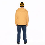 Black and gold striped beanie costume outfit back view