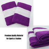 Two purple and white striped wristbands
