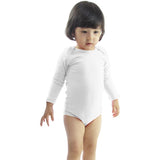 Plain white long sleeve baby bodysuit