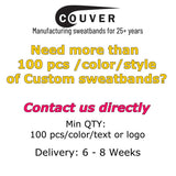 Custom sweatband orders available for quantities over 100 pieces