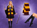 Maroon and gold striped scarf costume accessories