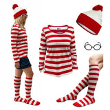 Wenda Where's Waldo full costume set - shirt and beanie