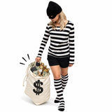 Women's black and white striped costume product photo
