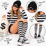 Women's black and white striped costume product photo