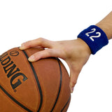 Embroidered Number Wristband – Blue Cotton Sports Sweatband