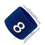 Embroidered Number Wristband – Blue Cotton Sports Sweatband