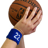 Embroidered Number Wristband – Blue Cotton Sports Sweatband